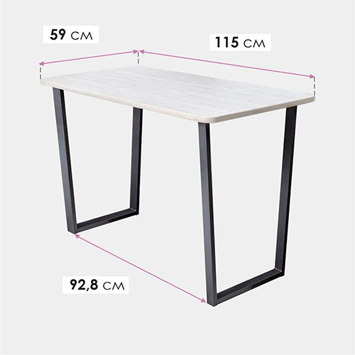 Стол обеденный Лофт 760х1150х590 мм, черный матовый/дуб беленный, LAKSI, 1/1