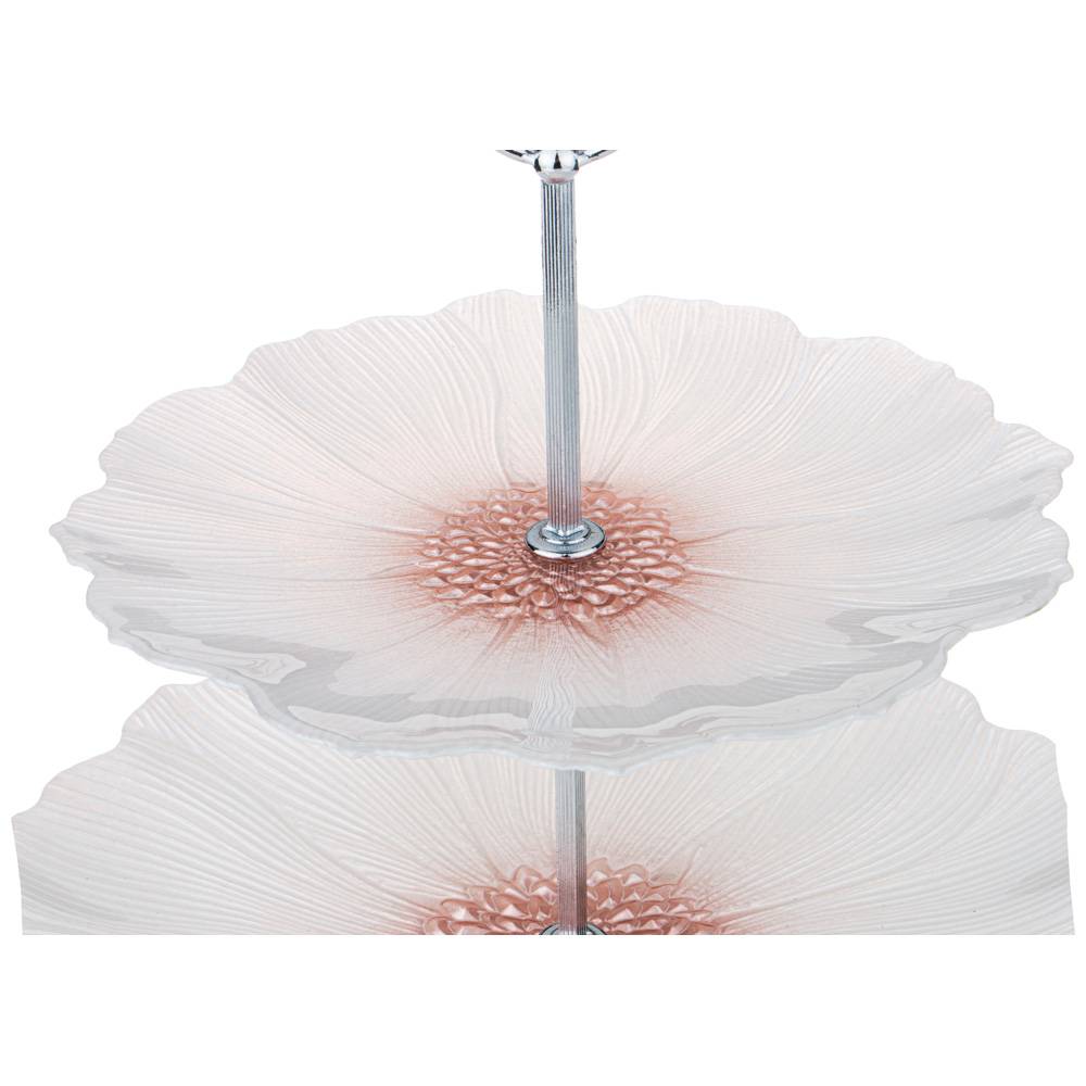 ЭТАЖЕРКА 2Х-ЯРУСНАЯ, БЕЛЫЙ ЦВЕТОК, 21СМ/28СМ