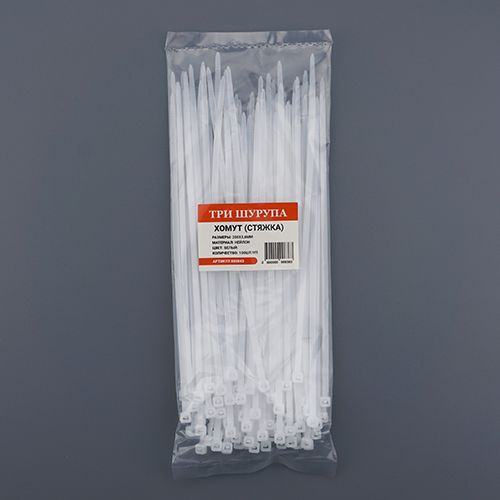 Хомут, стяжка, 200х3,6 нейлон белый 100шт/уп, 1/250