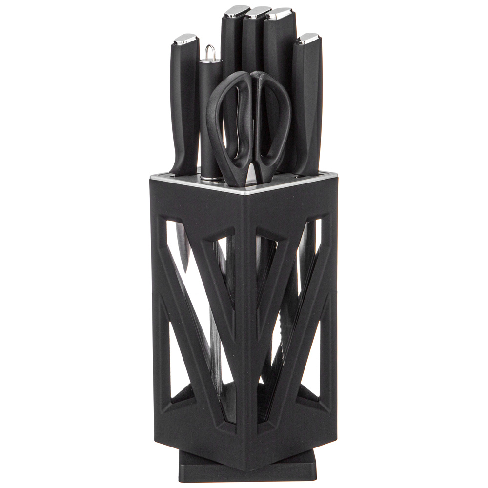 НАБОР НОЖЕЙ AGNESS НЖС НА ПЛАСТИКОВОЙ ВРАЩАЮЩЕЙСЯ ПОДСТАВКЕ 8 ПР.