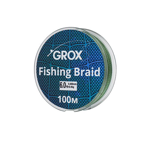 Плетенный шнур для рыбалки леска плетенка GROX 4X 0,40х100м 43,4кг, 1/300