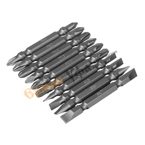 Набор бит 10 двусторонних из легированной хромованадиевой стали длиной 65 мм ЕРМАК, 1/120