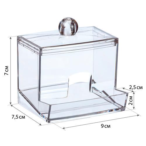 Контейнер для ватных палочек IDEA М 1603, прозрачный