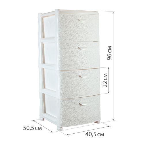 Комод IDEA КРУЖЕВО М 2819, 4 секции, белый