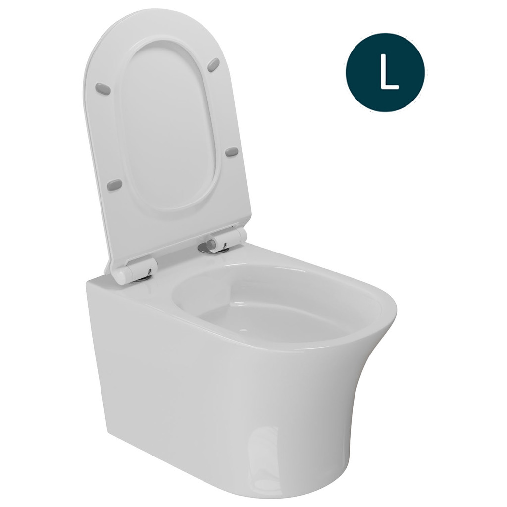 Унитаз подвесной безободковый WAVE STAR сид. дюропласт, м/л, быстр, БЕЛЫЙ глянец, L