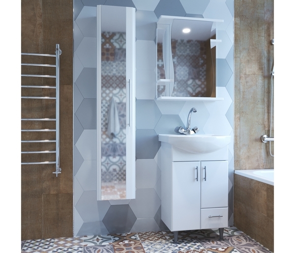 Зеркальный шкаф, Классик-55, левый без подсветки, ПВХ