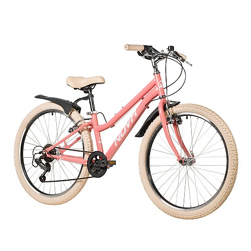 Велосипед NOVATRACK 24" JENNY сталь 12'', коралловый, 6 скор. TY21/TS-38/SG-6S, V-brake