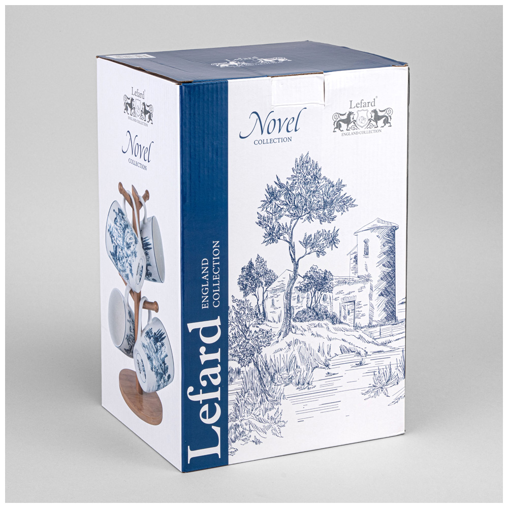 НАБОР КРУЖЕК LEFARD, NOVEL, НА ДЕРЕВ. ПОДСТАВКЕ 4 ШТ. 380 МЛ, КОР=6НАБ.