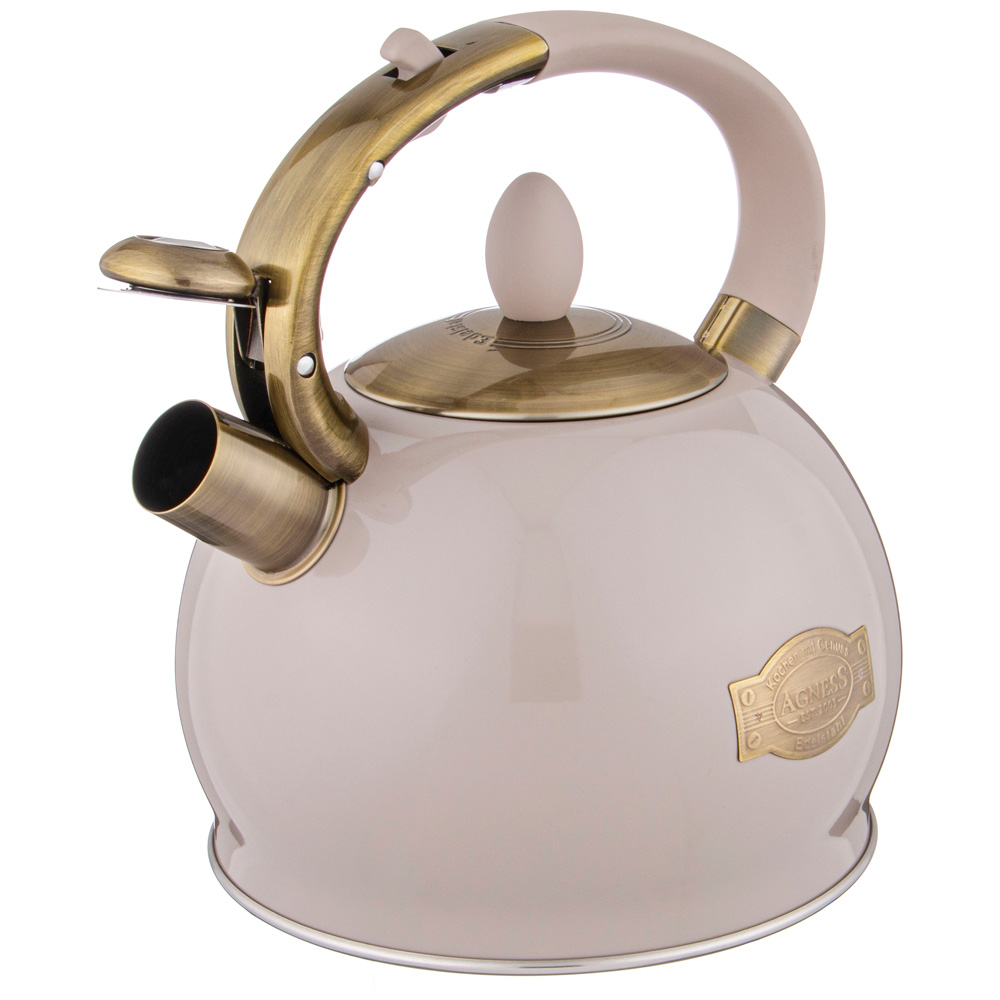 ЧАЙНИК AGNESS СО СВИСТКОМ, 3Л C ИНДУКЦИОН. КАПСУЛЬНЫМ ДНОМ ЦВЕТ: ДЫМЧАТЫЙ СЕРЫЙ