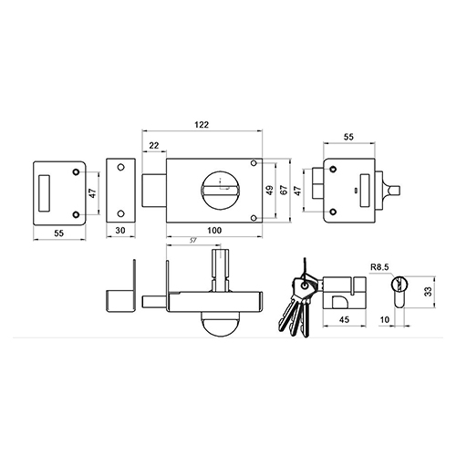 Замок накладной ОМЕГА ЗН-1 ЗЕНИТ, белый, 1/30