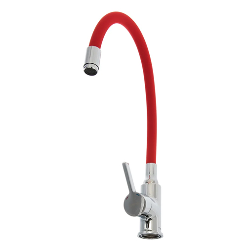 Смеситель для кухни LEDEME 4898-1 шар. красный силиконовый излив, 1/10