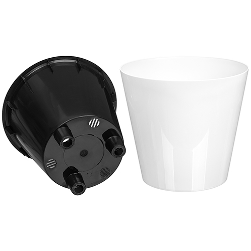 Горшок для цветов 4 л Homver Rosemary 221600129/01, 200 мм, с дренажной вставкой, белый