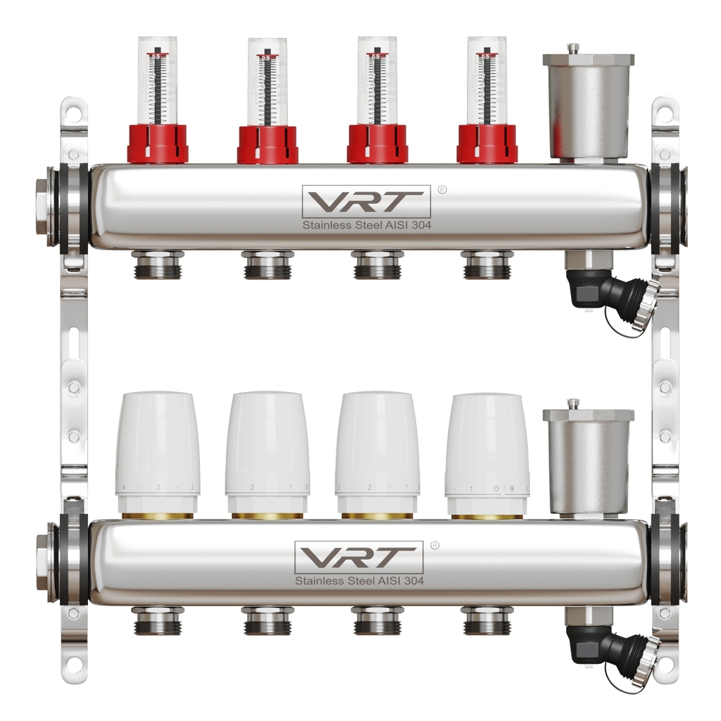 Коллекторная группа VRT® 1,  х 3/4, , евроконус 4 вых, авт в/отвод, c расходомерами
