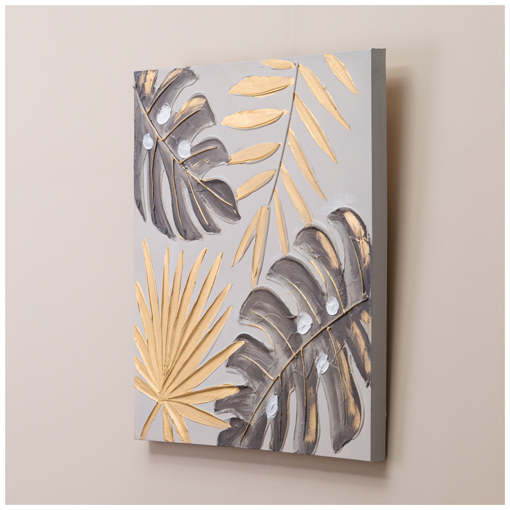 Картина, ЗОЛОТАЯ МОНСТЕРА, 60Х60Х3 см