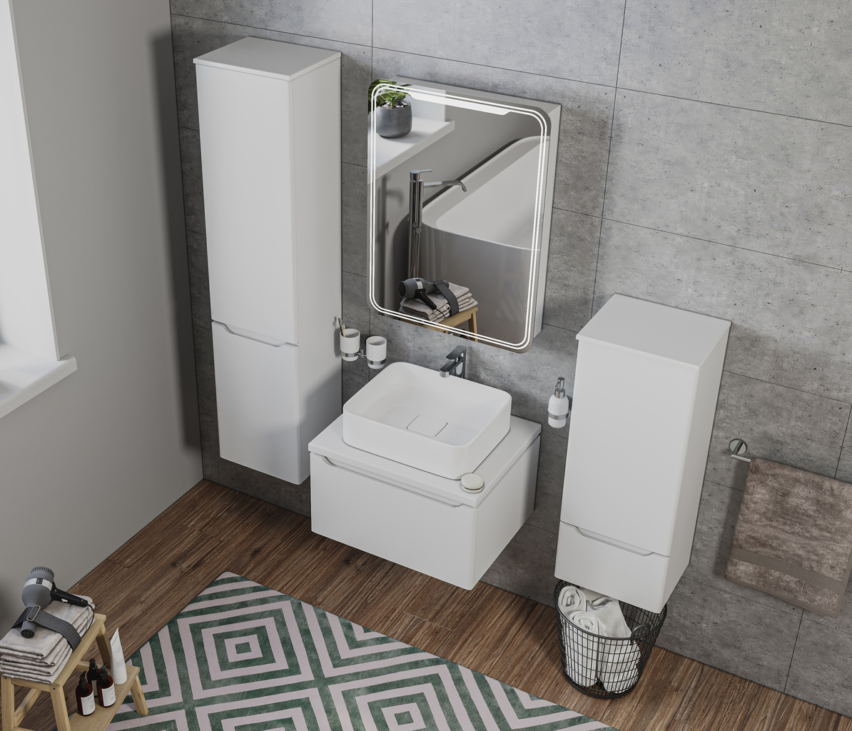 Зеркальный шкаф, ВИКТОРИЯ, 600*800, ШВ левый, сенсорный выкл, светодиодная подсветка