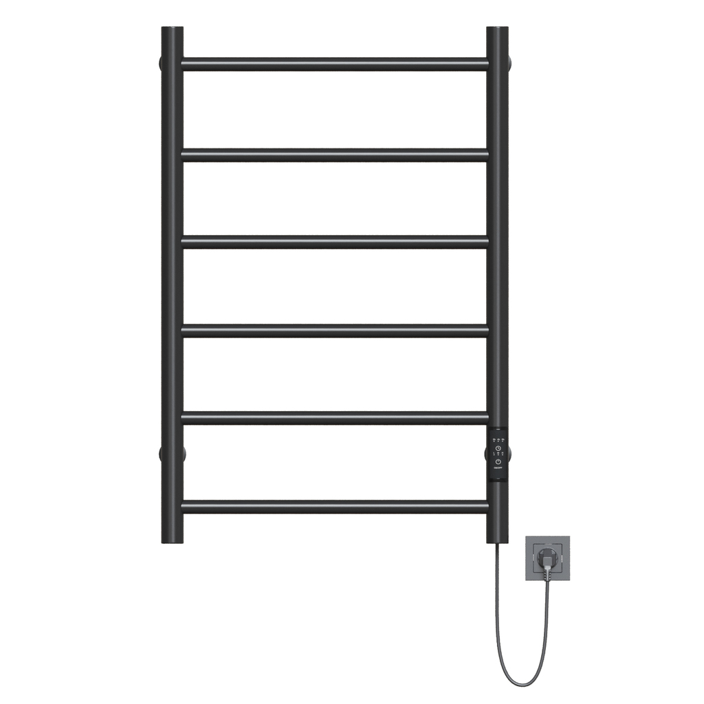 Полотенцесушитель MIXLINE VEGA 80х50, таймер, 289 Вт, 6 перекладин электрический ЧЕРНЫЙ