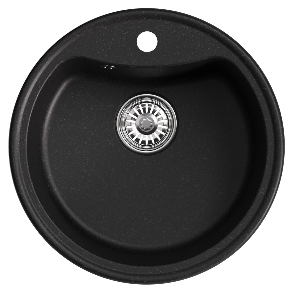 Мойкa ML-GM09 круглая, ультра-черная, 344, 510 мм, глуб. чаши 190 NEW