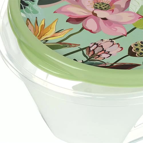 Контейнер для продуктов круглый 0.4 л Homver 222132718/08, с декором, зеленый