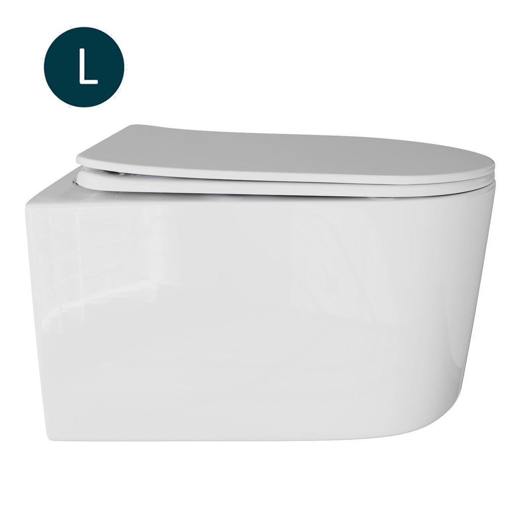 Унитаз подвесной безободковый WAVE SOLO сид. дюропласт, м/л, быстр, БЕЛЫЙ глянец, L