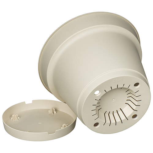 Горшок для цветов 5 л Homver Mint 221612125/01, 240 мм, с поддоном, светло-бежевый