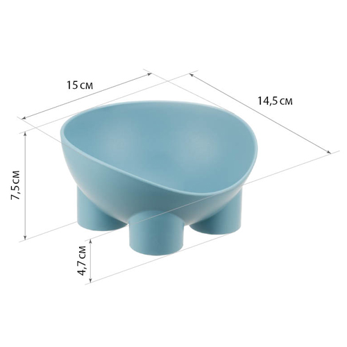 Миска для животных 0.3 л IDEA СЛОН М 1809, серо-голубая