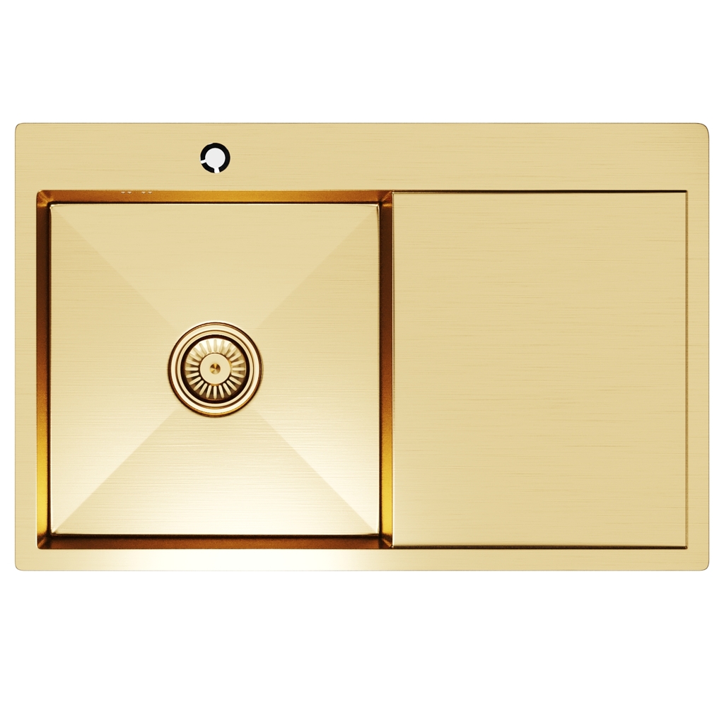 Мойка настол.монтаж 78х50, 3, 0 лев. вып 3 1/2 MIXLINE PRO 20см с сифоном, золото