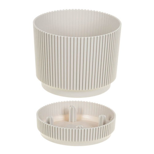 Кашпо 1.3 л IDEA СТРИП М 3246, 140 мм, с подставкой, кремовый