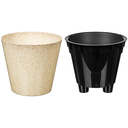 Горшок для цветов 1.6 л Pepper 221606425/01, 160 мм, с дренажной вставкой, светло-бежевый