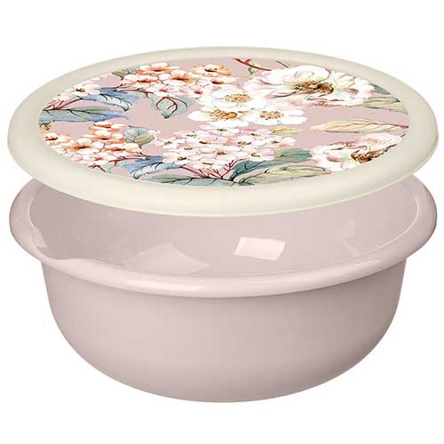 Миска с крышкой 1.2 л Homver Modena 221160127/06, с декором, бежевая