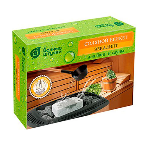 Соляные брикеты д/бани и сауны 1300гр с травами Эвкалипт Банные штучки, 1/9