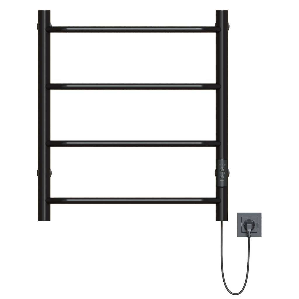 Полотенцесушитель MIXLINE MIRA 60х50, таймер, 201 Вт, 4 перекладины электрический ЧЕРНЫЙ