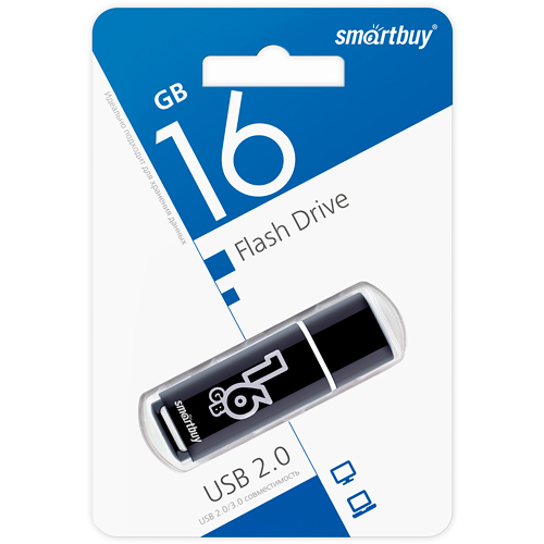 Флешка, USB накопитель, 16Gb Smartbuy Glossy series, цвета в ассорт. , SB16GBGS-K, 1/5