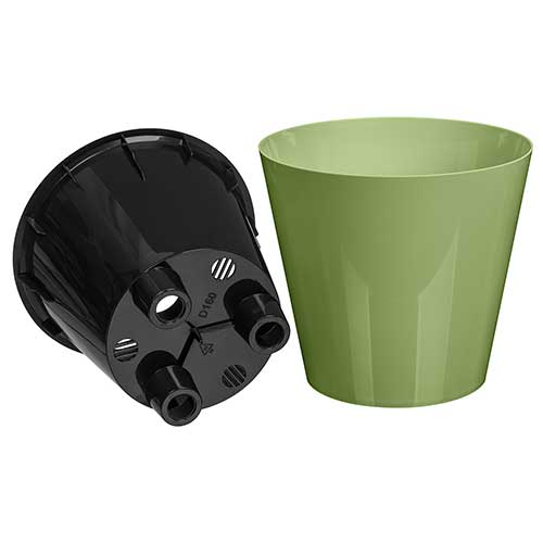 Горшок для цветов 1.6 л Homver Rosemary 221605418/01, 160 мм, с дренажной вставкой, зеленый