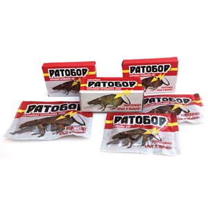 Средство от крыс и мышей Ратобор 100гр зерновая приманка, 10/50