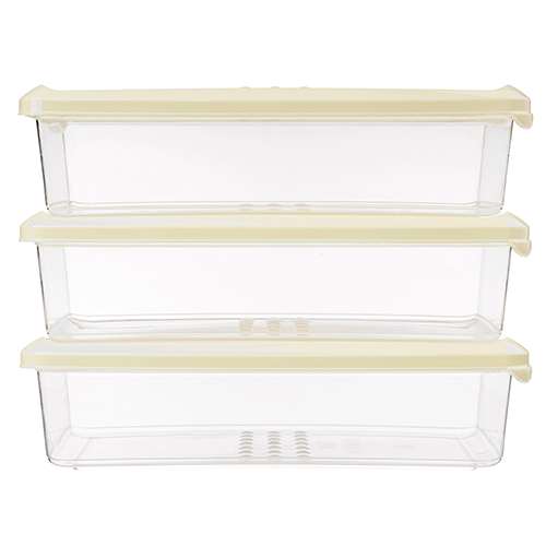 Комплект контейнеров для продуктов Homver Asti 221100725/01, прямоугольных 0.75 л х 3 шт, светло-бежевый