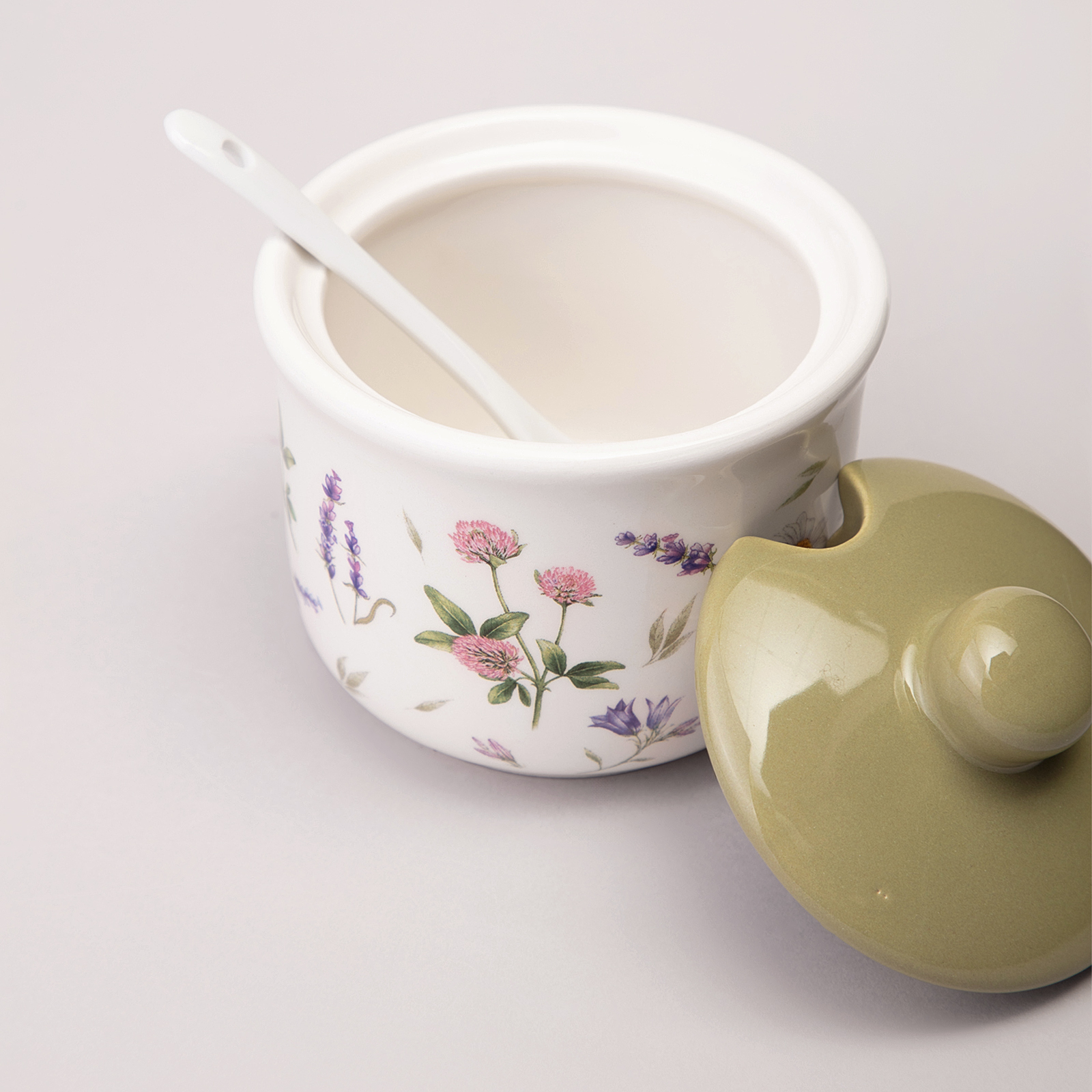 САХАРНИЦА С ЛОЖКОЙ AGNESS, FLOWER STORY, 10*9, 5 СМ 300 МЛ, КОР=36ШТ.