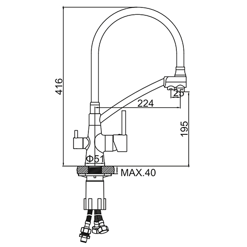 Смеситель для кухни LEDEME с выходом для питьевой воды, L4855D-12 оружейная сталь, 1/10