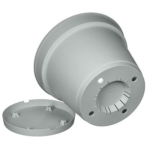 Горшок для цветов 20 л Homver Mint 221612335/03, 380 мм, с поддоном, серый