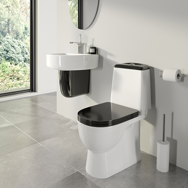 Унитаз-компакт, Best Comfort Black,  а/вспл, гор, ниж, 2кн.Oliveira, черн дюро м/лифт, clip up, S Luxe