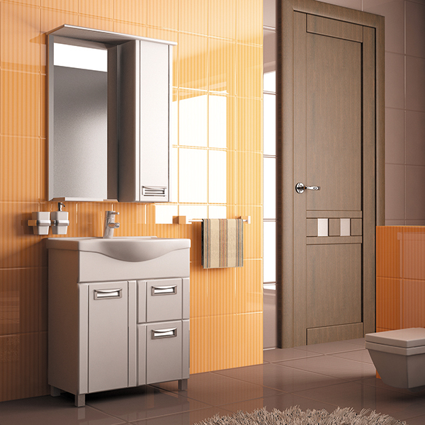 Зеркальный шкаф, Альфа-64, правый с подсветкой, высота 800, ПВХ