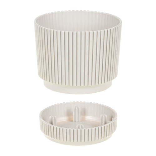 Кашпо 0.6 л IDEA СТРИП М 3245, 110 мм, с подставкой, кремовый