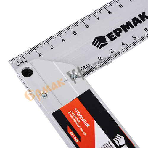 Угольник столярный алюминиевый литой 250мм ЕРМАК, 1/60