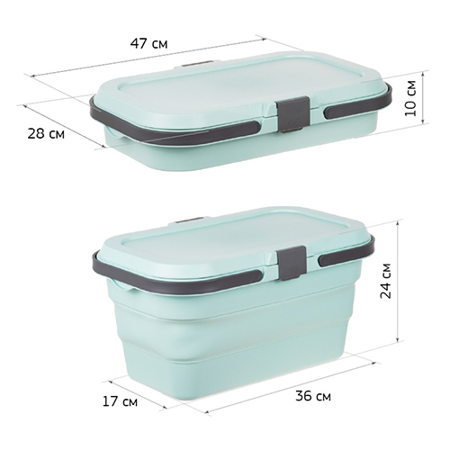 Корзина для пикника 16 л IDEA ФЛЕКС М 1239, складная, морская волна