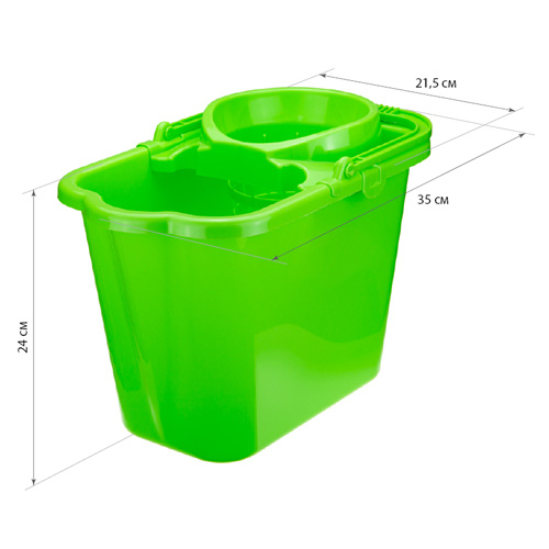 Ведро прямоугольное 9.5 л IDEA М 2421 с отжимом, ярко-зеленое