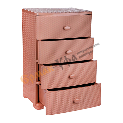 Комод 4-х секц ПЛЕТЕНКА широкий какао, Альтернатива, м4061, 1/1