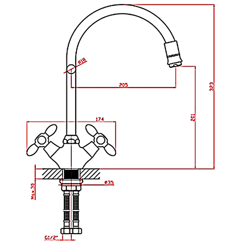 Смеситель для кухни LEDEME LOFFREY 84310, 1/20