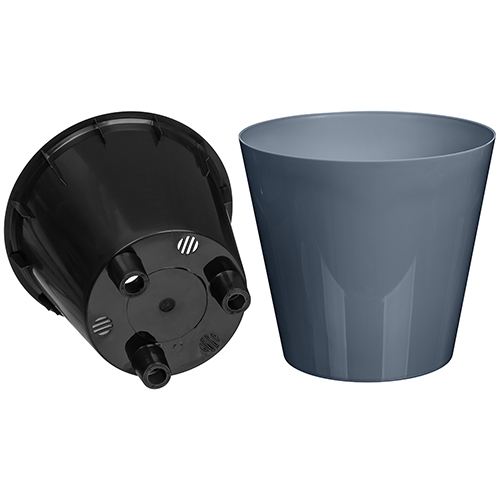 Горшок для цветов 4 л Homver Rosemary 221600135/01, 200 мм, с дренажной вставкой, серый