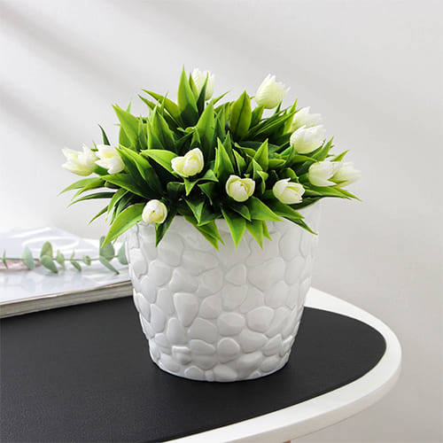 Горшок для цветов Камни d-150мм 1,4л белый, 1/24