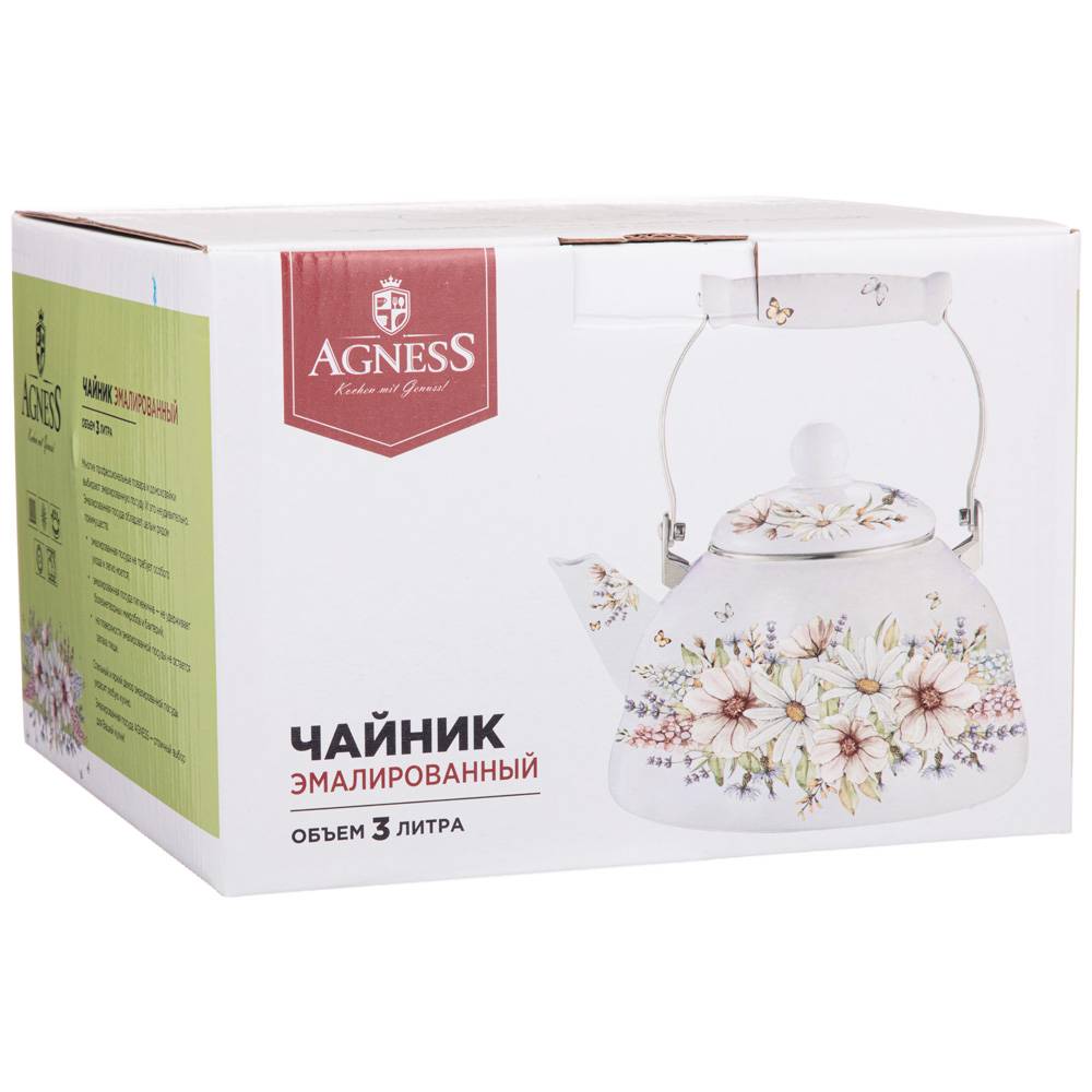 ЧАЙНИК AGNESS ЭМАЛИРОВАННЫЙ, СЕРИЯ, ВИВЬЕН, 3 Л