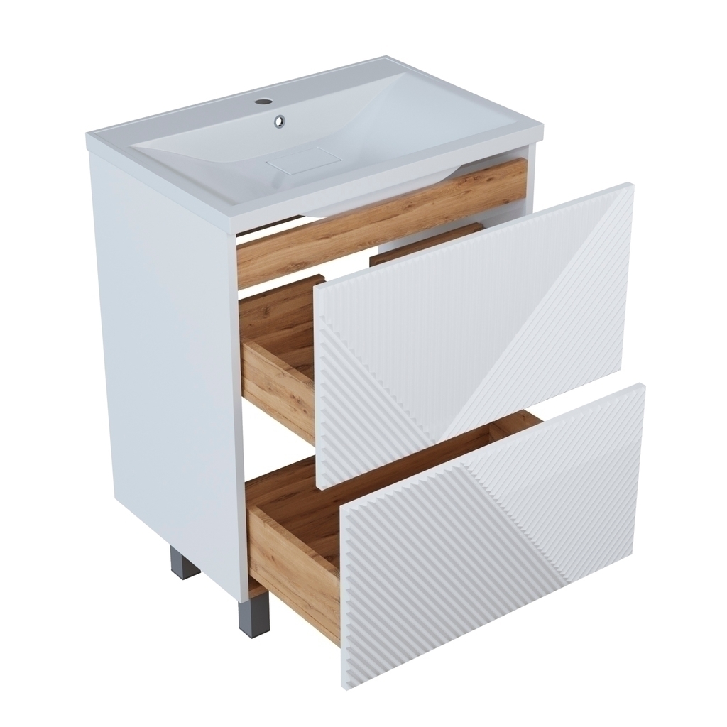 Тумба д/ванной, ВЕКТОР-65,  ОТДЕЛЬНО ПРИОБРЕТАЕТСЯ РАКОВИНА, push-to-open, под раковину Нелли-65, MIXLINE, ПВХ, раковина в комплект не входит